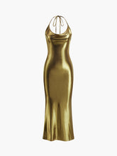 Sexy Neckholder-Rückenkleid, schmal, lang